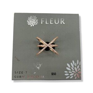 New Fleur Rose Gold Criss Cross Ring